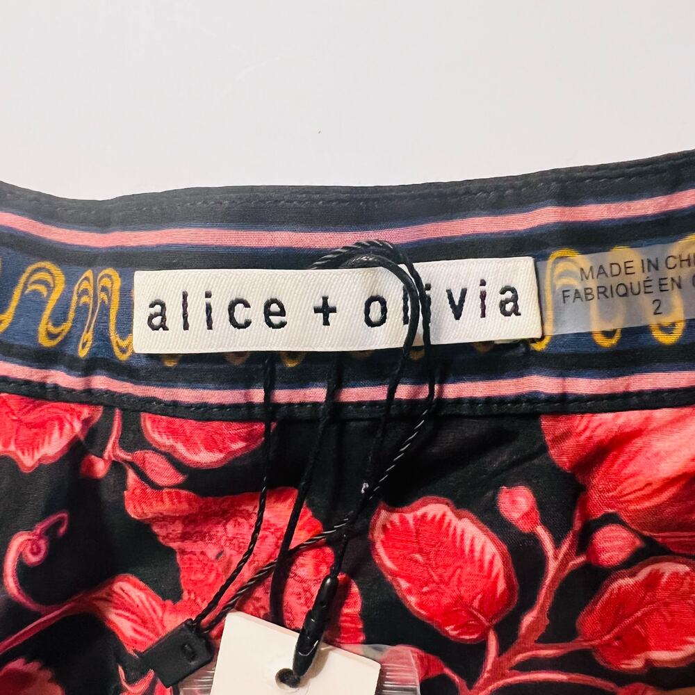 Alice + Olivia Dress Sedona Mandarin Silk Blend Multicolored Size 2 NWT - Picture 5 of 13